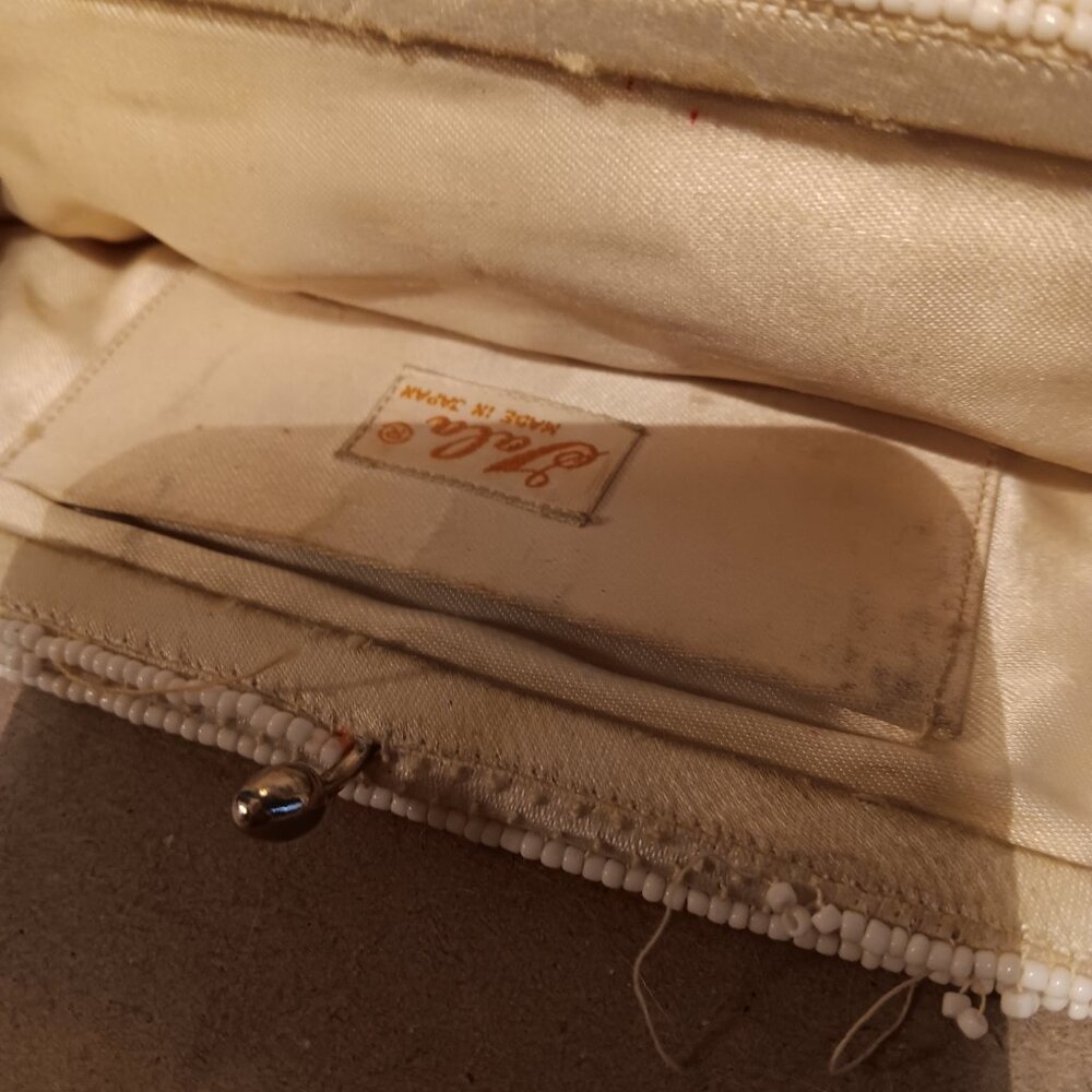 Vintage Gala Made In Japan Micro Bead Ivory Clutch - Picture 4 of 5